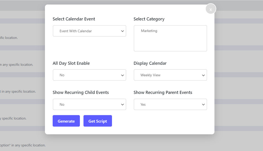 eventin-event-calender-backend-view-in-shortcode-generation