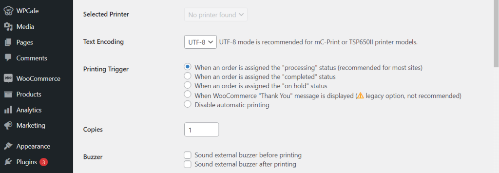 Star CloudPRNT for WooCommerce General Settings