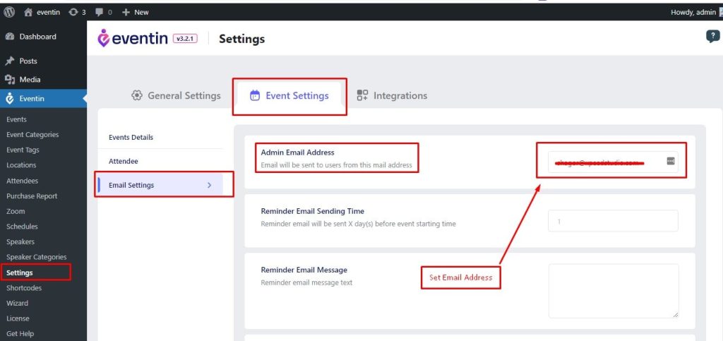 Set notification from admin dashboard