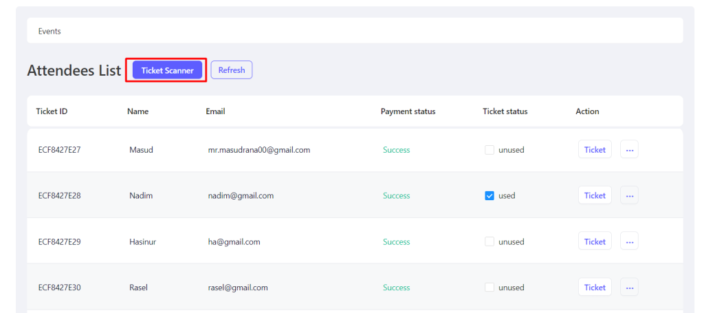 an image of Eventin front end event submission's ticket scanner