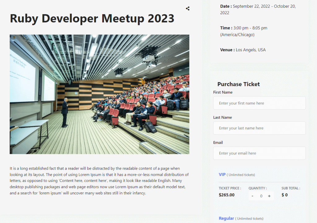 an image of the Eventin front end event submitted events preview