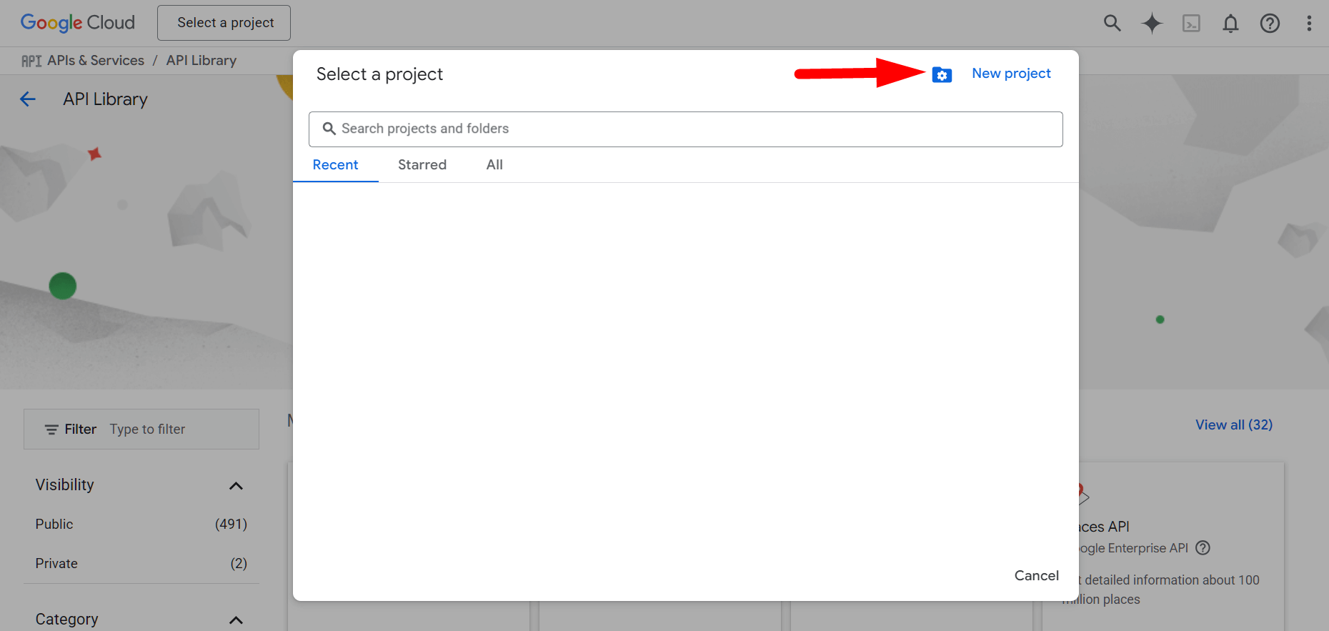 Create new Google project to manage Eventin event calendar integration