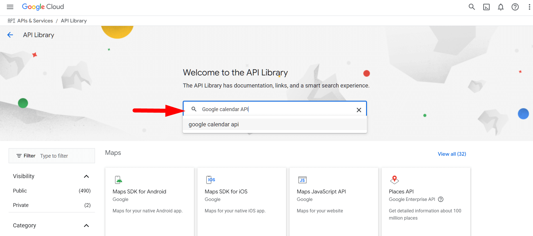 Search Google Calendar API for Eventin online events setup