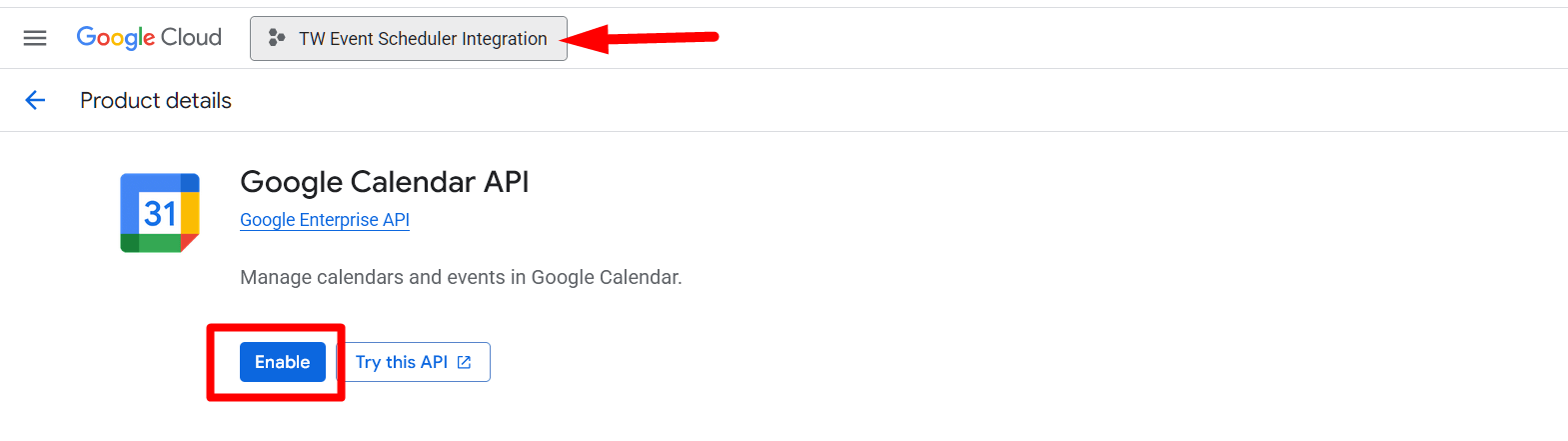 Enable Google Calendar API to sync Eventin tickets and events