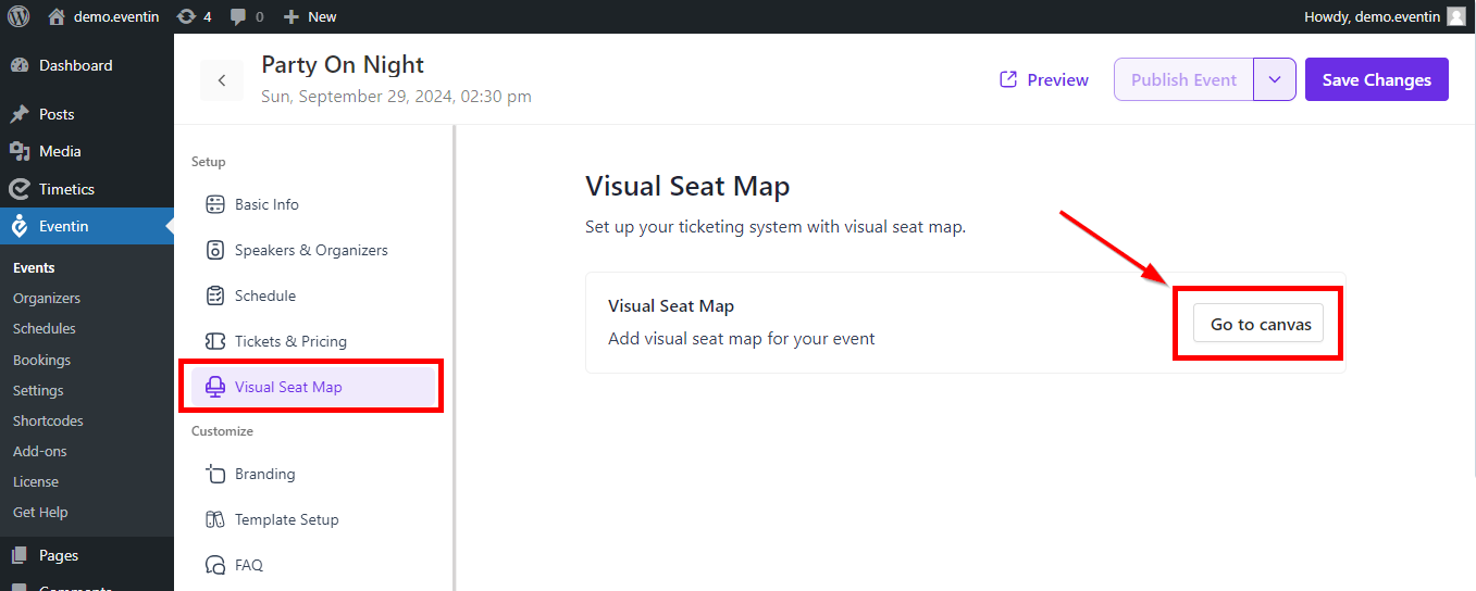 enable visual seat map for single event