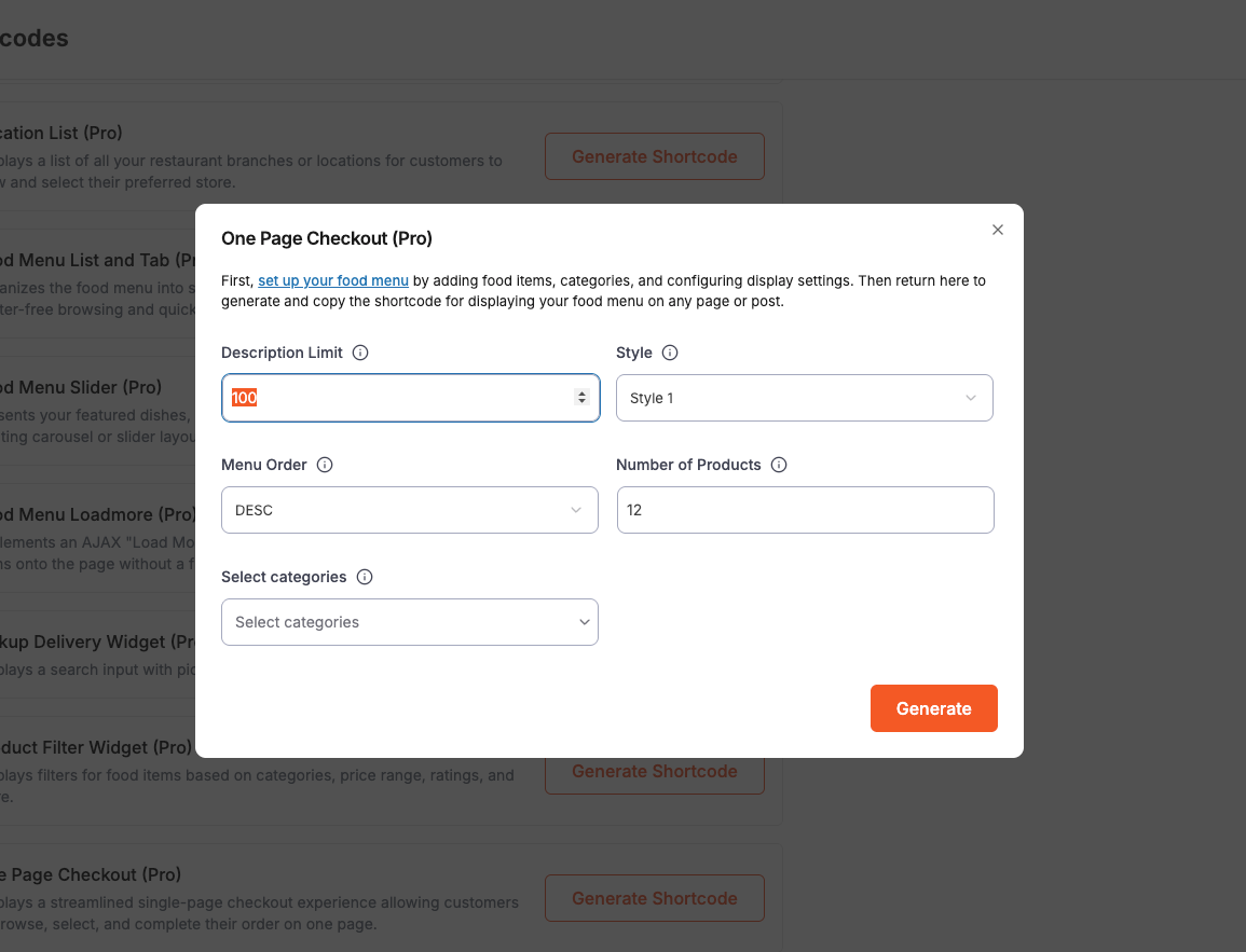 [Screenshot 1: locating the One Page Checkout shortcode]
