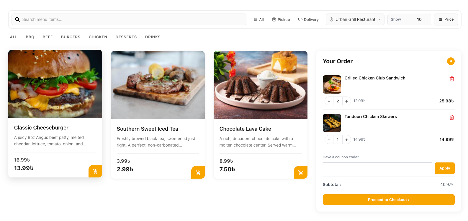 [Screenshot 3: front-end preview of the One Page Checkout page]
