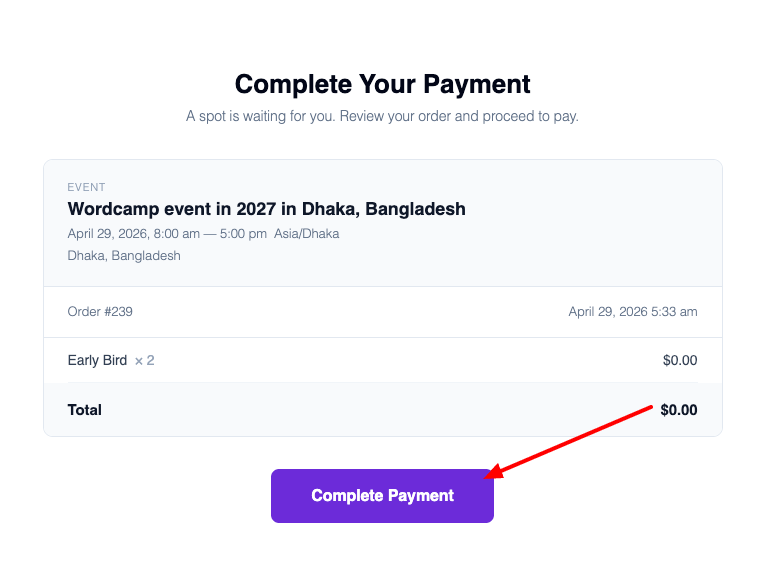 Payment page